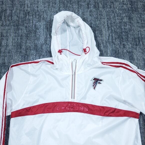 White Atlanta Falcons Rain Jacket Size XL NFL Team Apparel Windbreaker - Picture 3 of 14